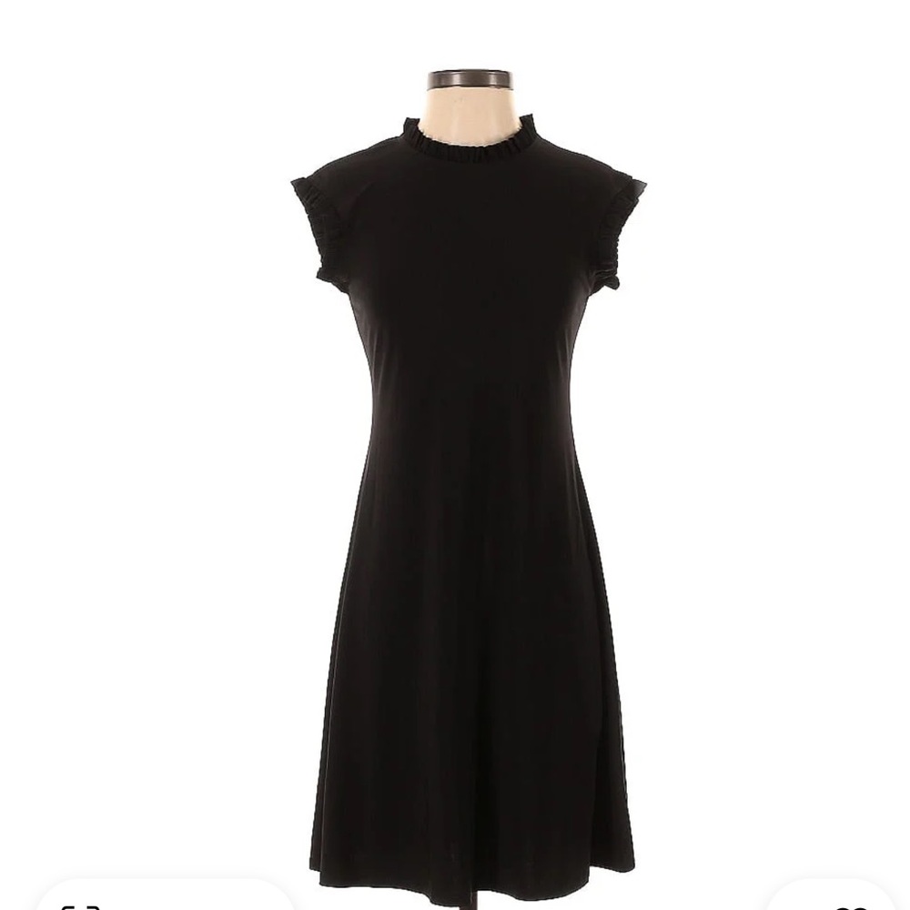 Nicole Miller- Ruffle Collar & Cap Sleeve A-Line Mini Dress, Navy, Size L, EUC
